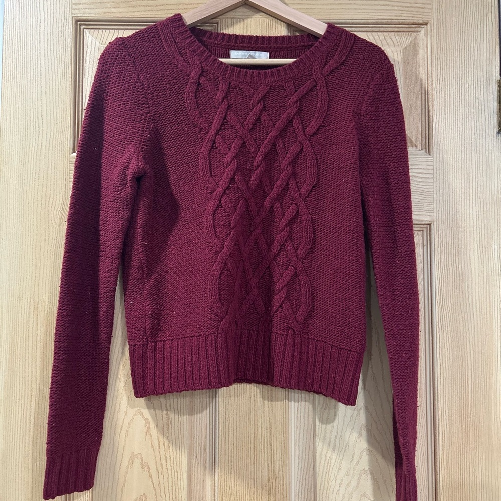 Banana Republic Burgundy Cable Knit Sweater
